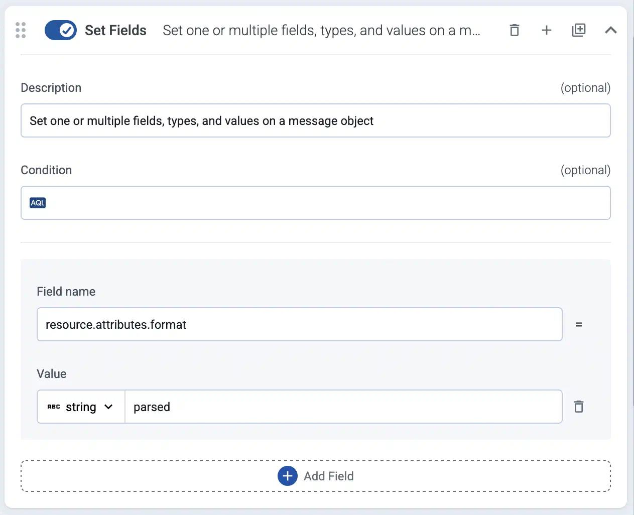 Set message field