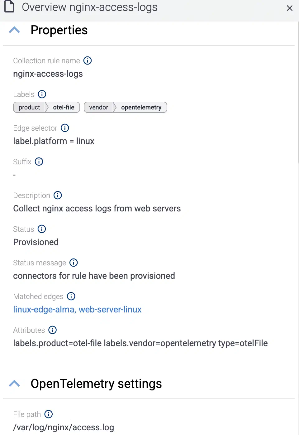 Details of a collection rule