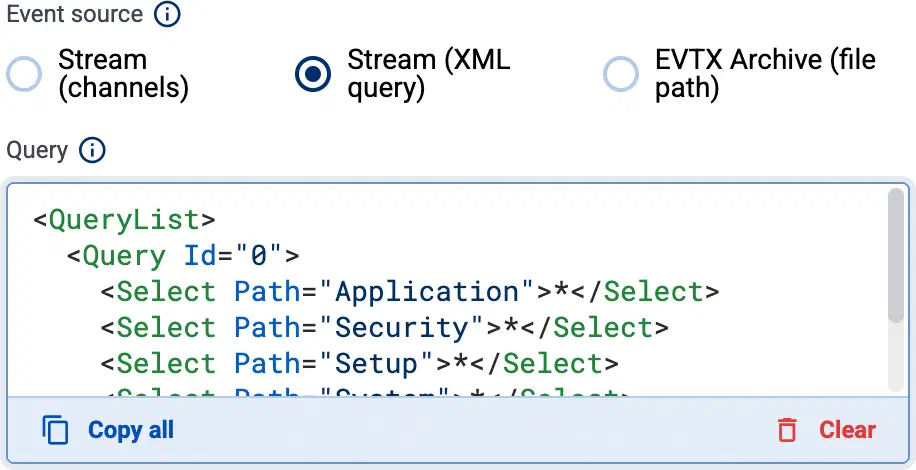 WEC XML query