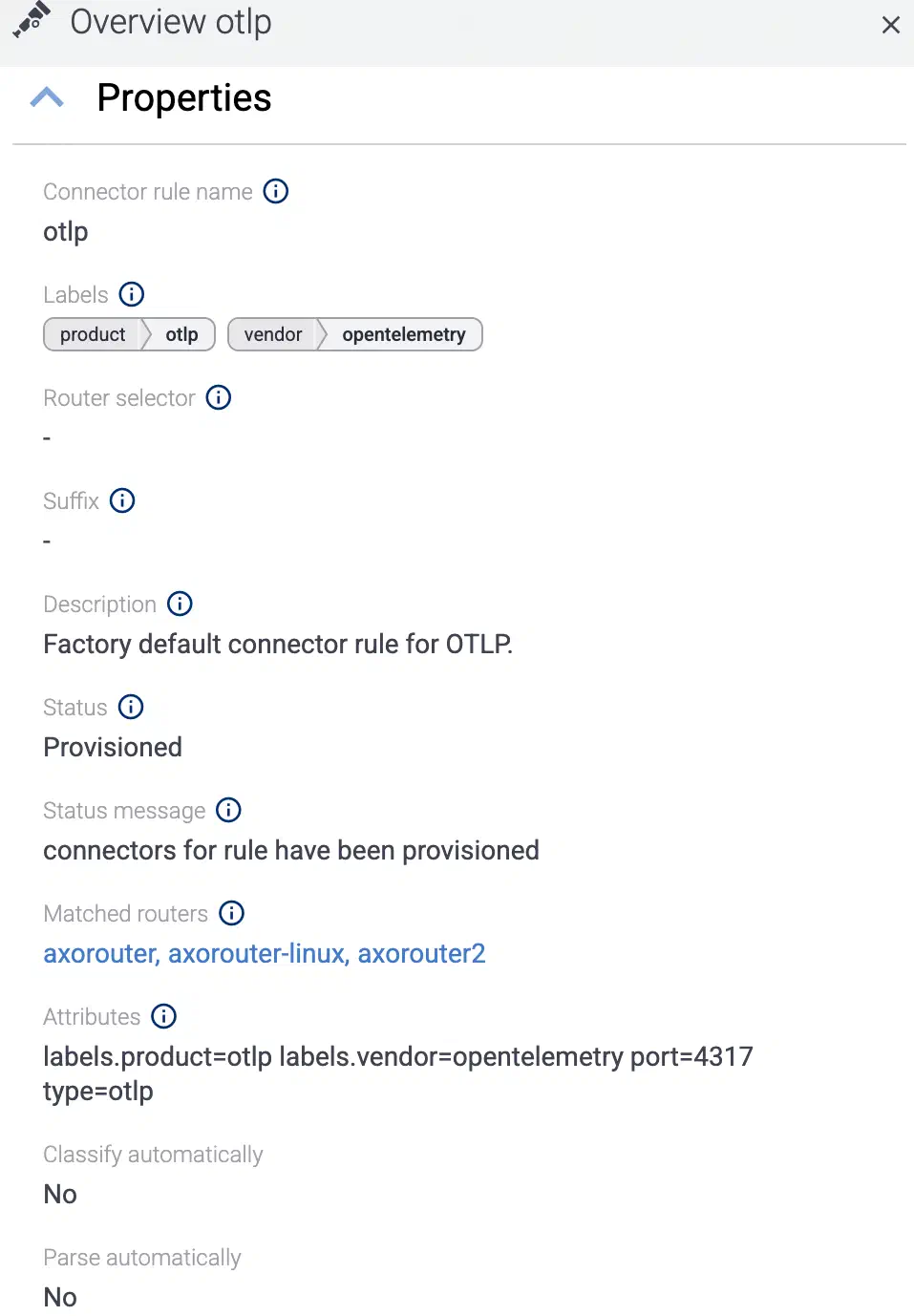 Details of a connector rule