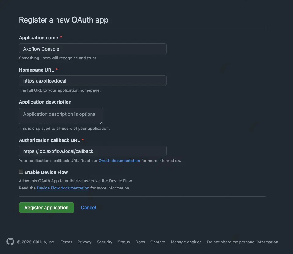 OAuth GitHub application registrations
