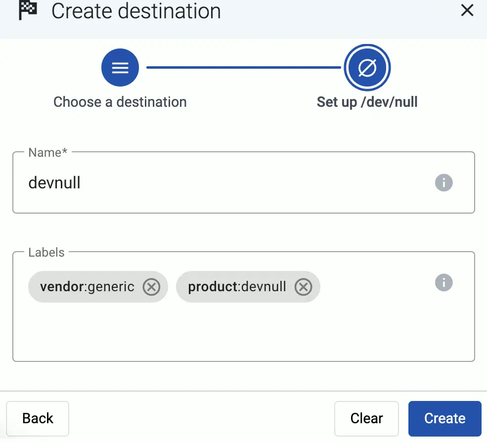 Configure the null destination