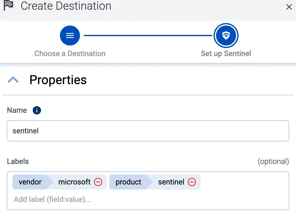 Configure the Sentinel destination