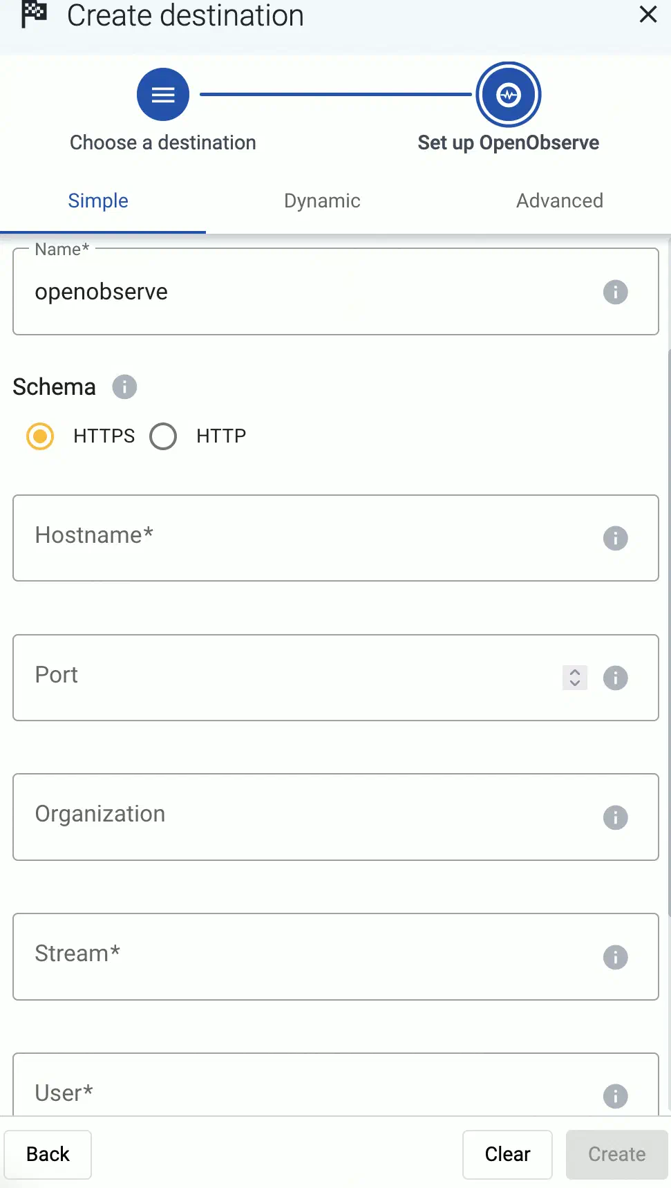 Configure the OpenObserve destination