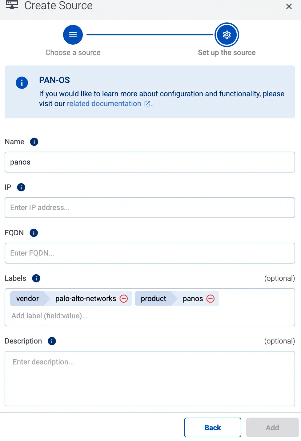 Add Source parameters