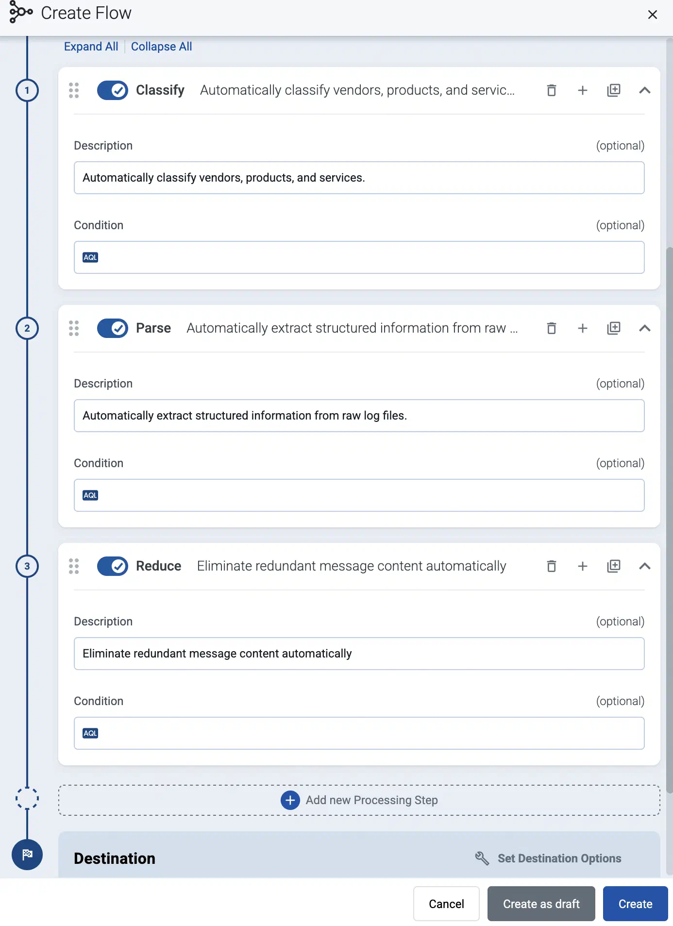 Example processing steps