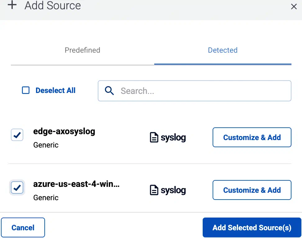 Add detected data source