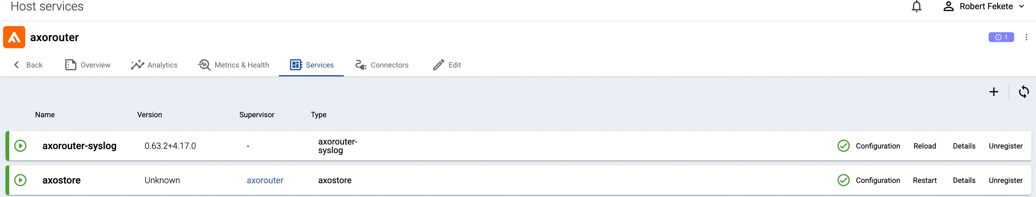 Data collector services running on the host