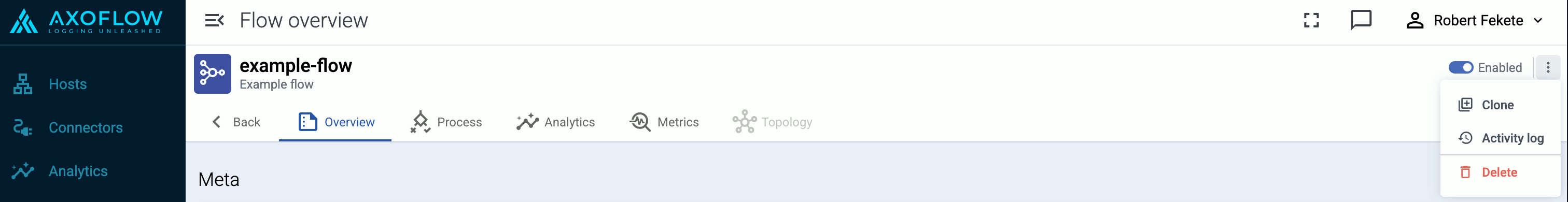 Access activity logs of the local menus