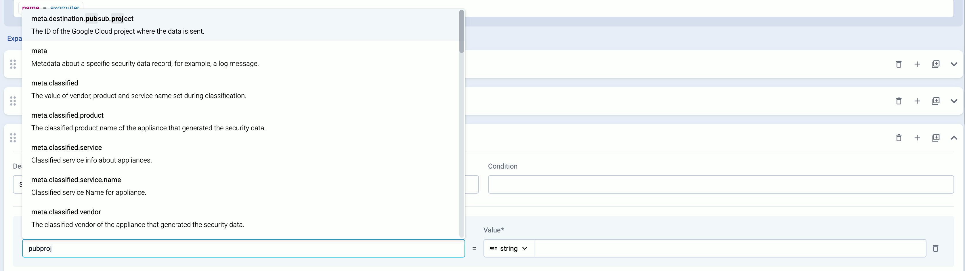 Field name autocomplete
