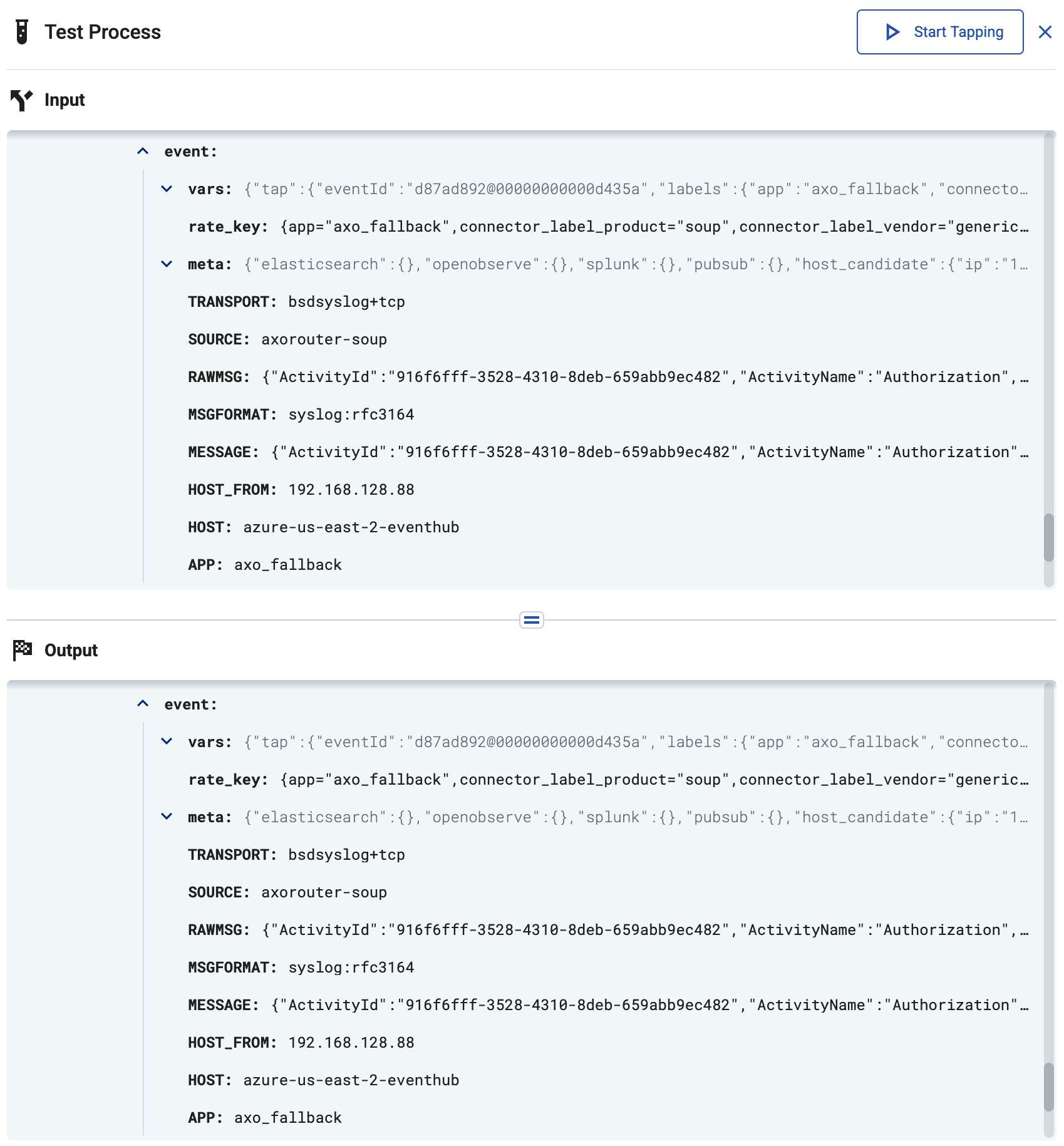 Details of tapped logs