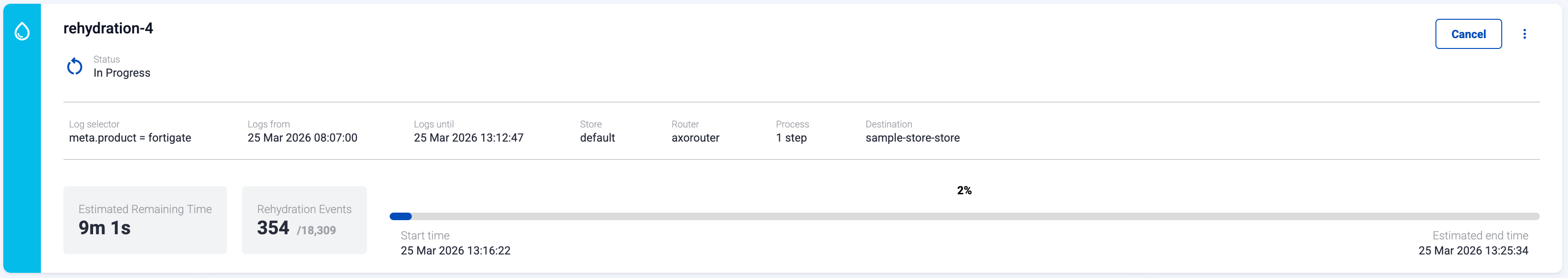 Rehydration in progress