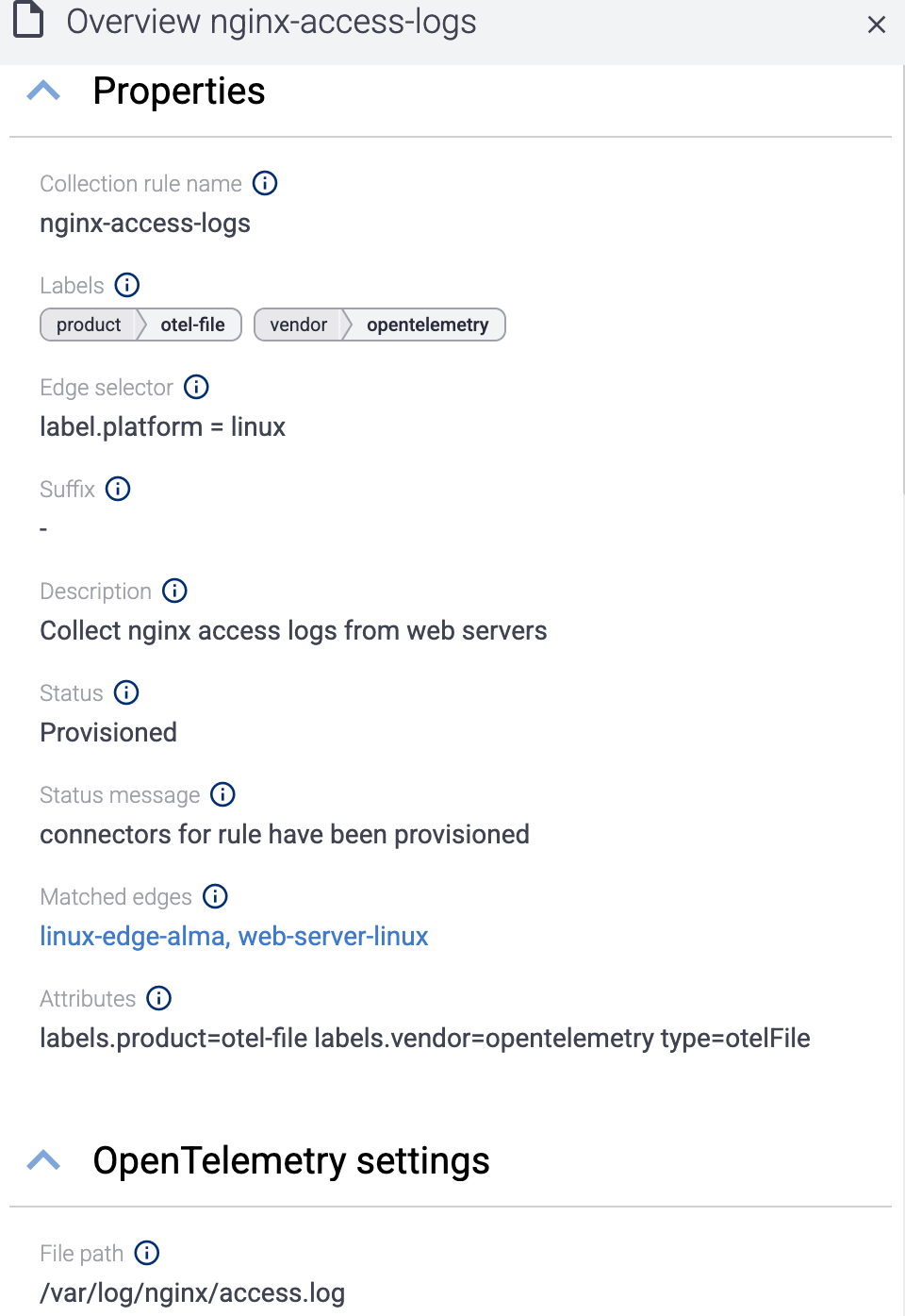 Details of a collection rule