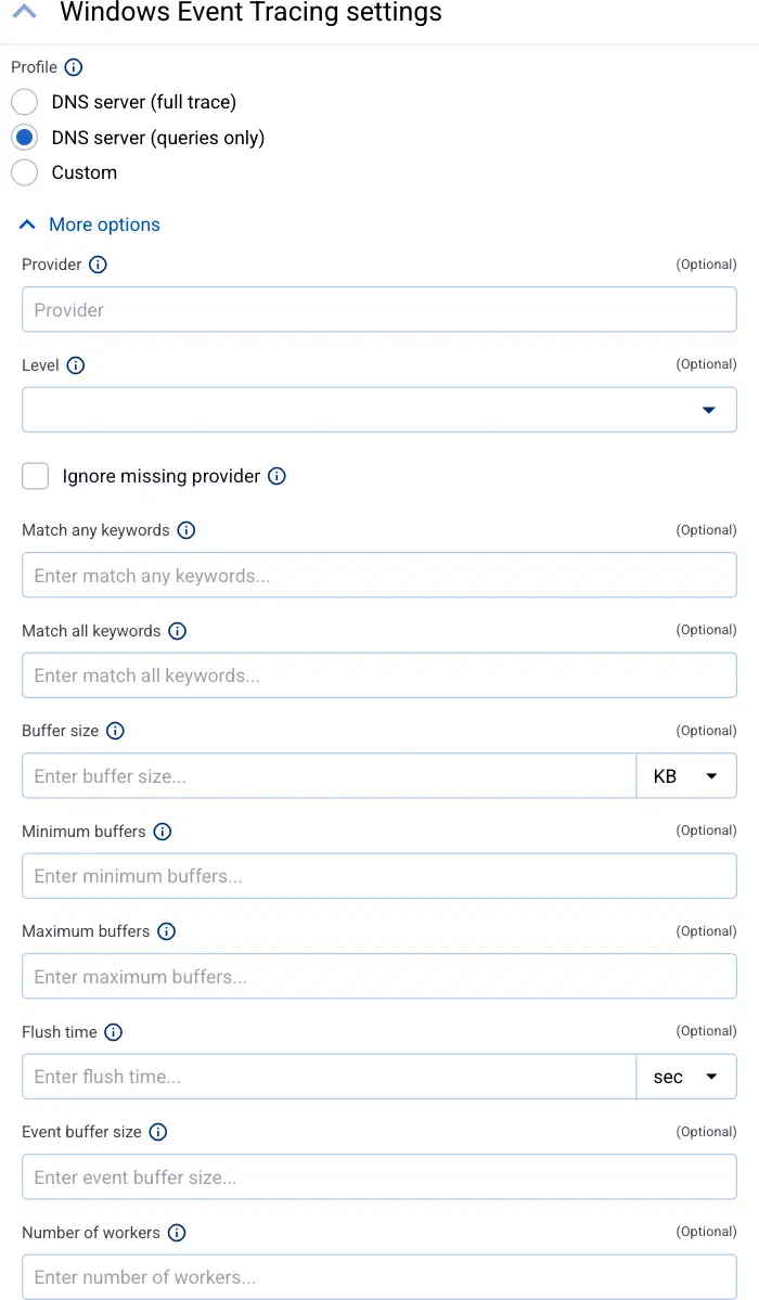 Configure Windows Event Tracing collector