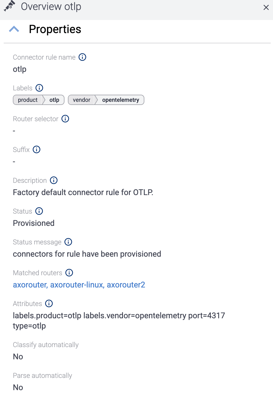 Details of a connector rule