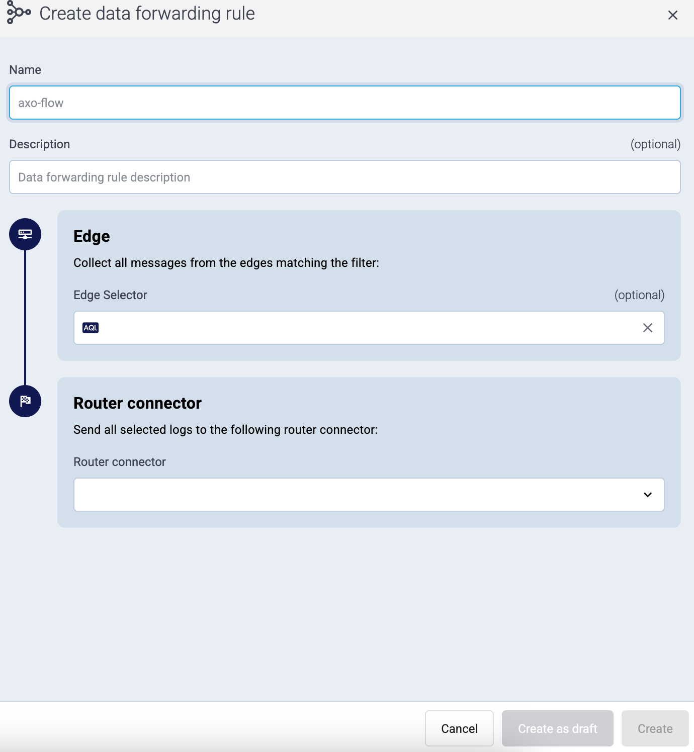Create data forwarding rule