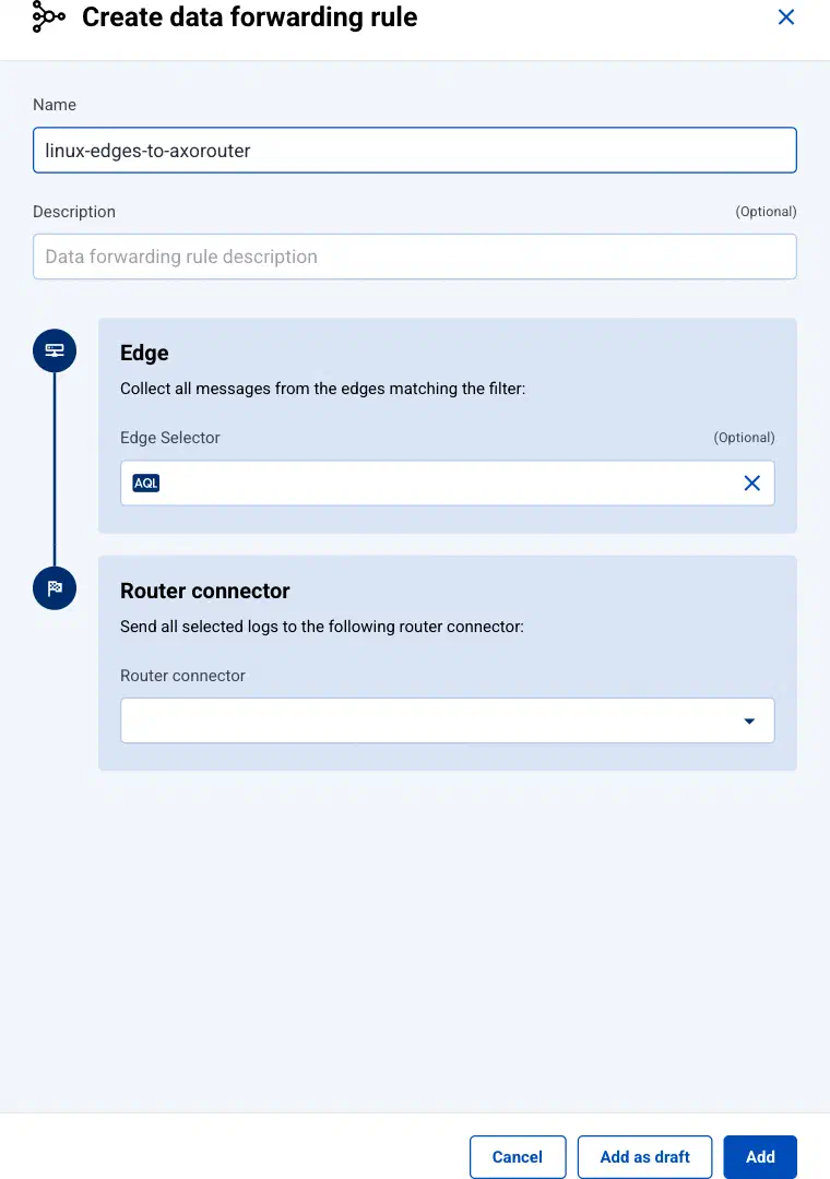 Create data forwarding rule