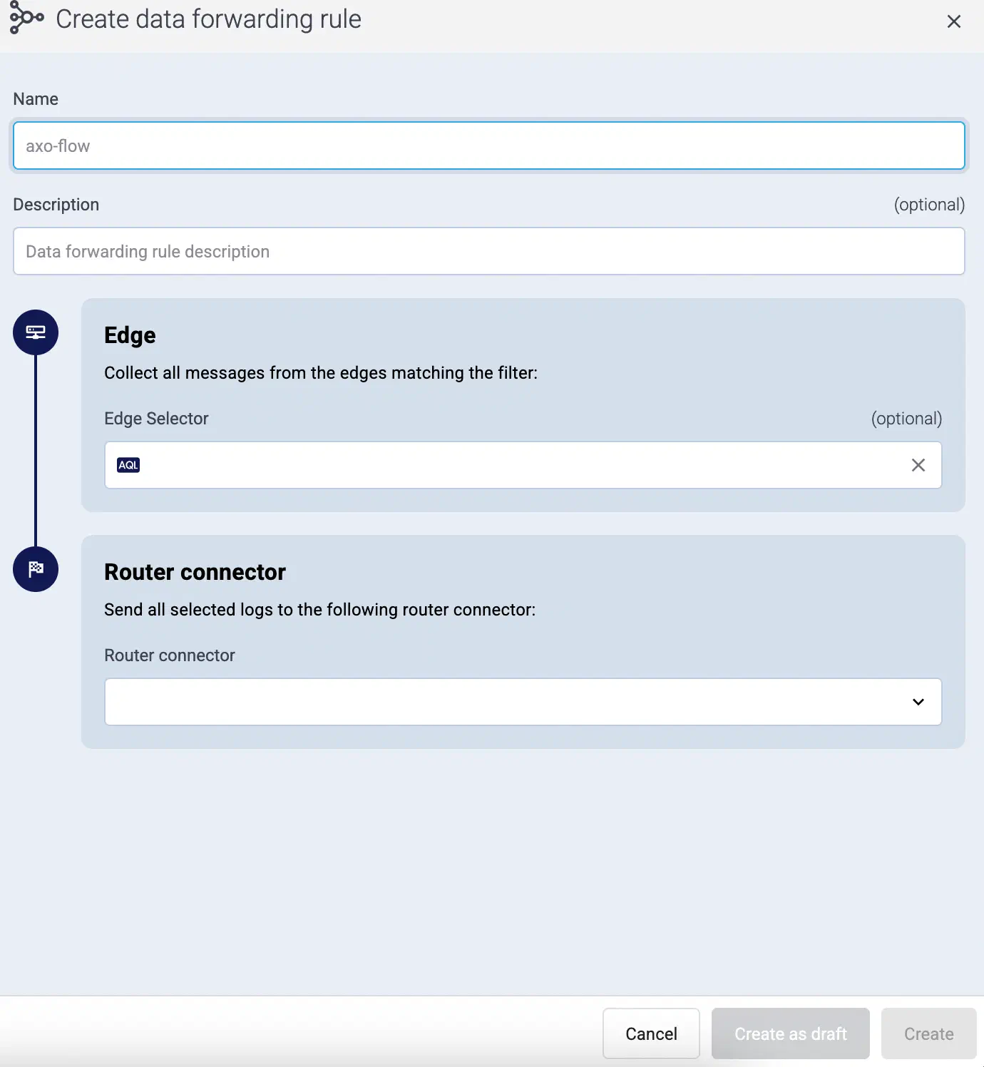 Create data forwarding rule