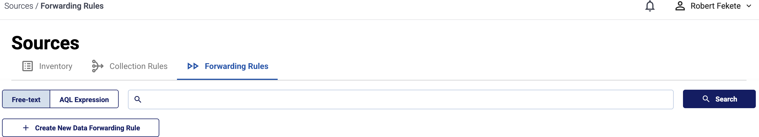 Data forwarding rules list