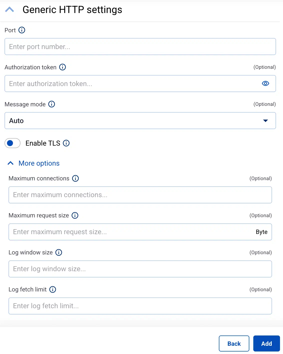 Connector-specific settings
