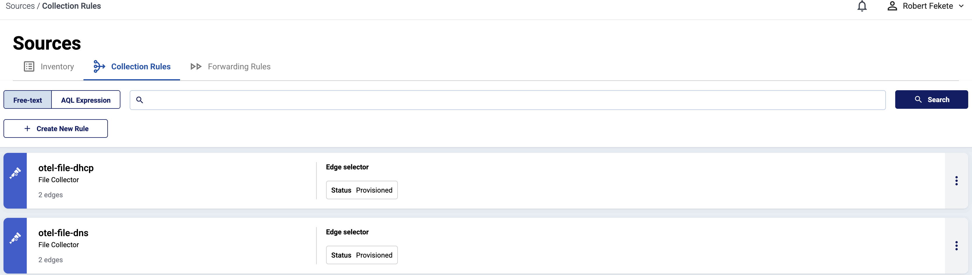 Collection rules list