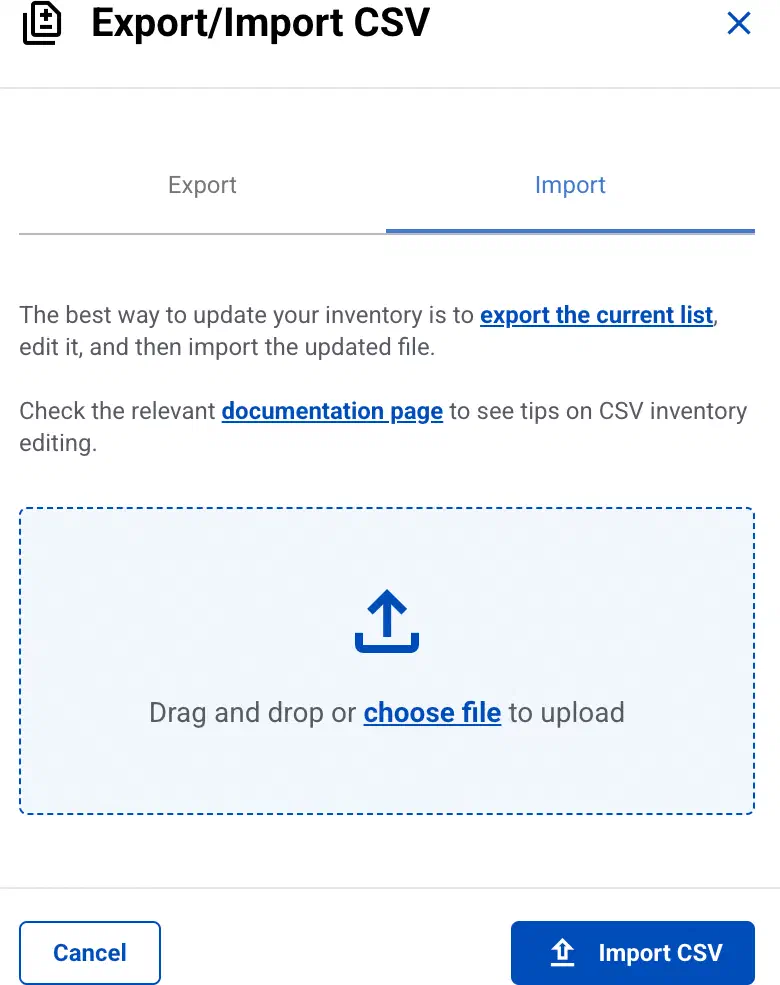 Import host inventory from CSV