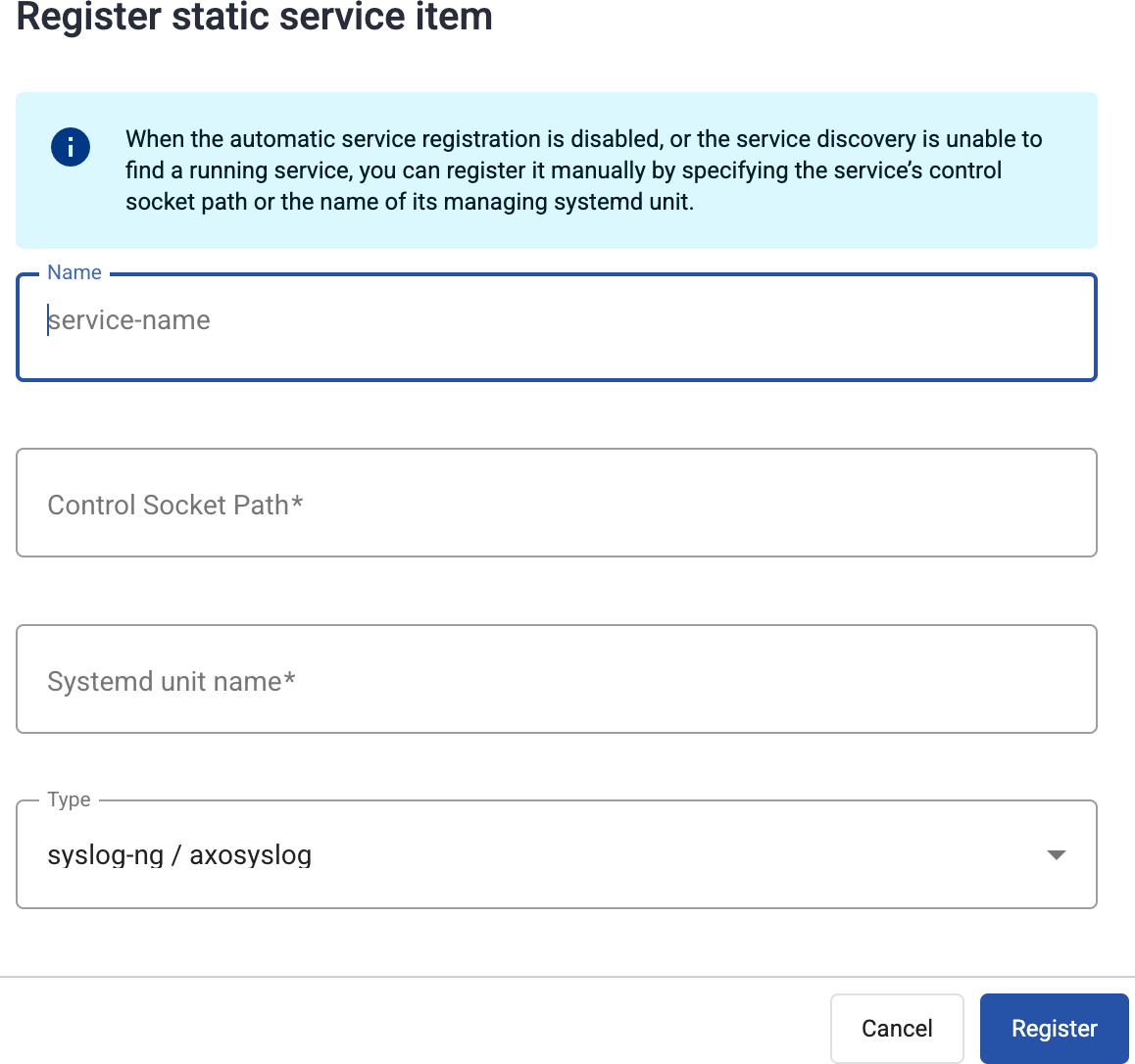 Register a static service