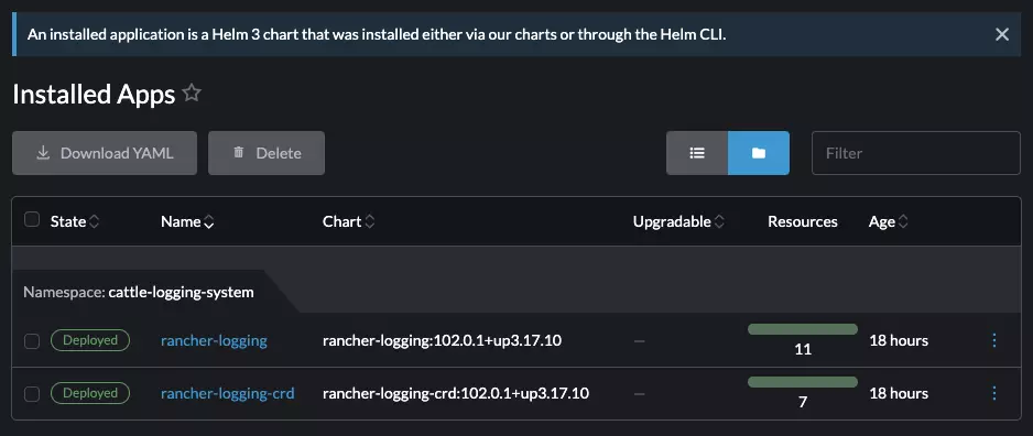 Install the latest Logging operator in Rancher